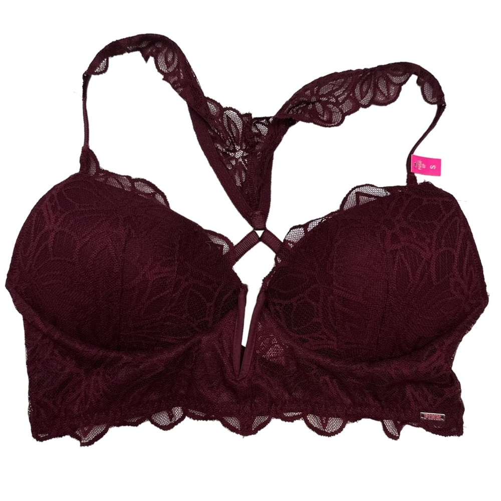 Victoria’s Secret PINK Maroon Racerback Lace Date Push up Bra Small